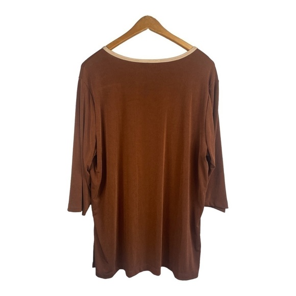 CAROLYN Strauss Collection Women's Tunic Oversized Rusty Brown And Tan Size 1X - Picture 3 of 7